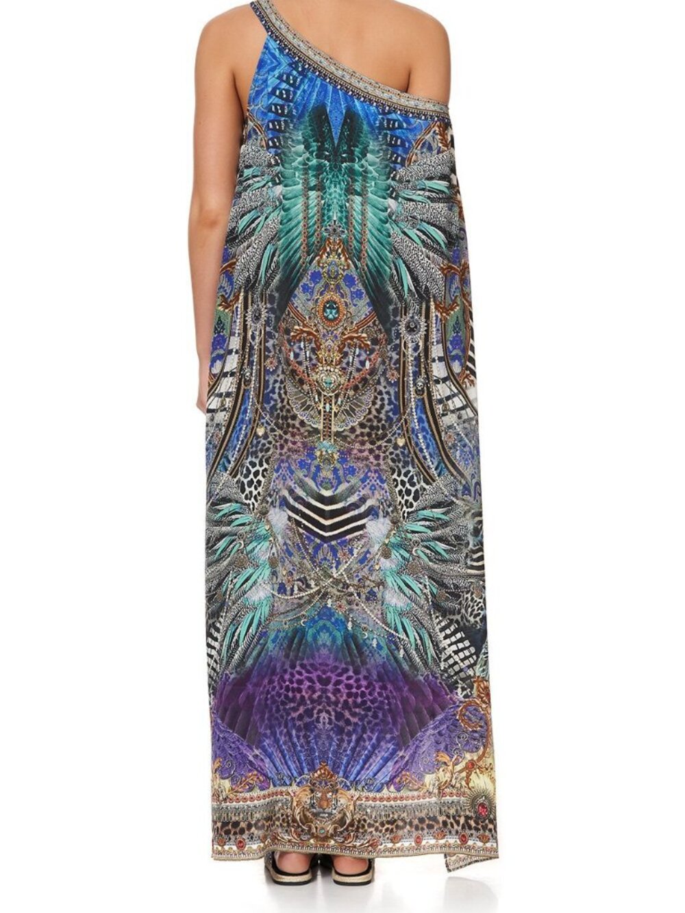 NWOT Camilla One-Shoulder Kaftan Animal Army S/M $649 - Picture 4 of 11